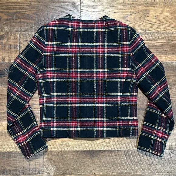 J. Crew Red and Green Plaid Jacket with Gold Accent - Picture 4 of 6